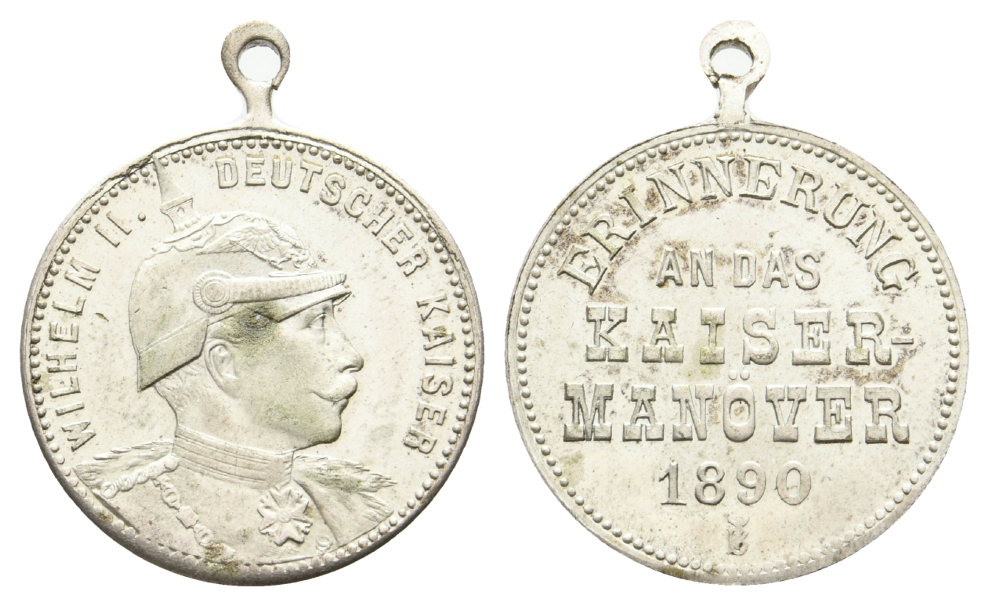  Preußen, Bronzemedaille 1890; tragbar, versilbert; 7,02 g, Ø 26,0 mm   
