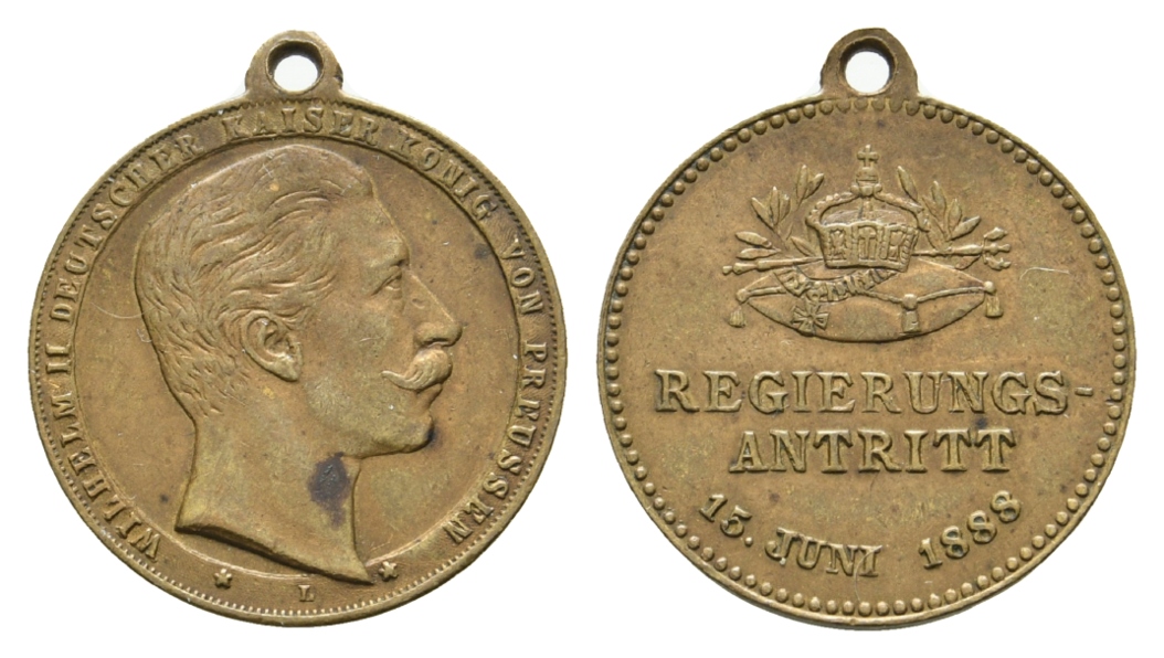  Preußen, Bronzemedaille 1888; 4,07 g, Ø 21,9 mm   
