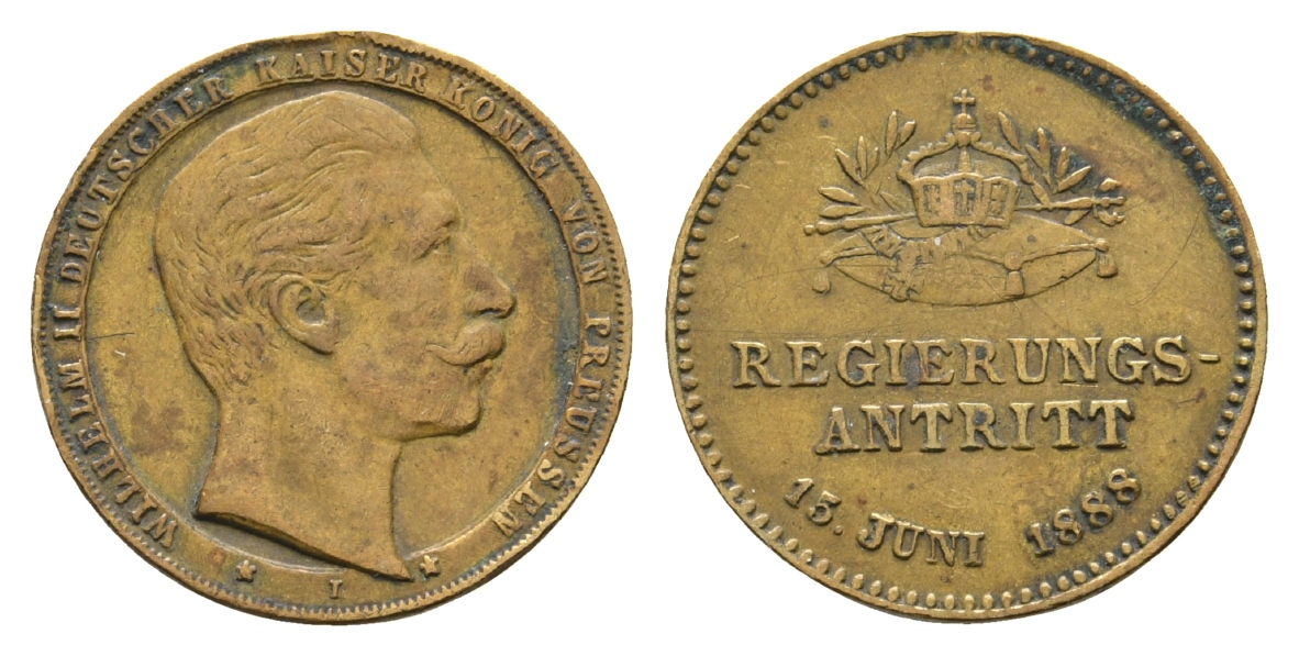  Preußen, Bronzemedaille 1888; 3,91 g, Ø 21,9 mm   