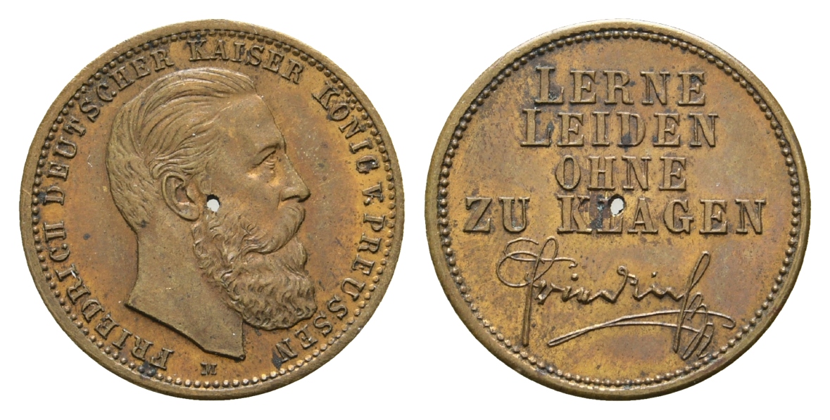  Preußen, Bronzemedaille o.J.; gelocht; 3,40 g, Ø 22,6 mm   