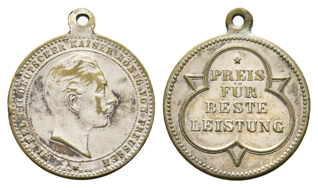  Preußen, Bronzemedaille o.J.; tragbar, versilbert; 3,70 g, Ø 22,3 mm   