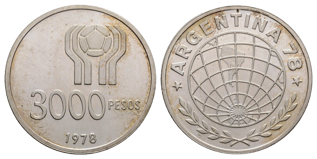  Linnartz ARGENTINIEN 3000 Pesos 1978, 24,90/900er Gr., stgl   