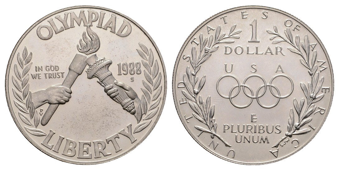  Linnartz USA 1 Dollar 1988 S, Olympiade, PP   