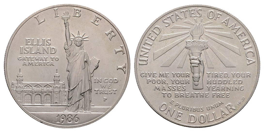 Linnartz USA 1 Dollar 1986 - P, Ellis Island, stgl   