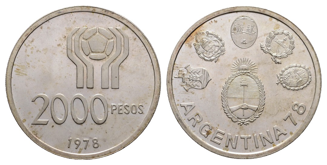  Linnartz ARGENTINIEN 2000 Pesos 1978, 14,98 Gr., stgl   