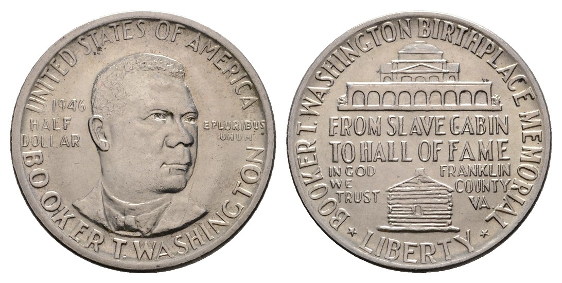  Linnartz USA 1/2 Dollar 1946 - BOOKER T. WASHINGTON, stgl   