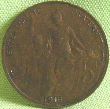 Frankreich, 5 Centimes 1916