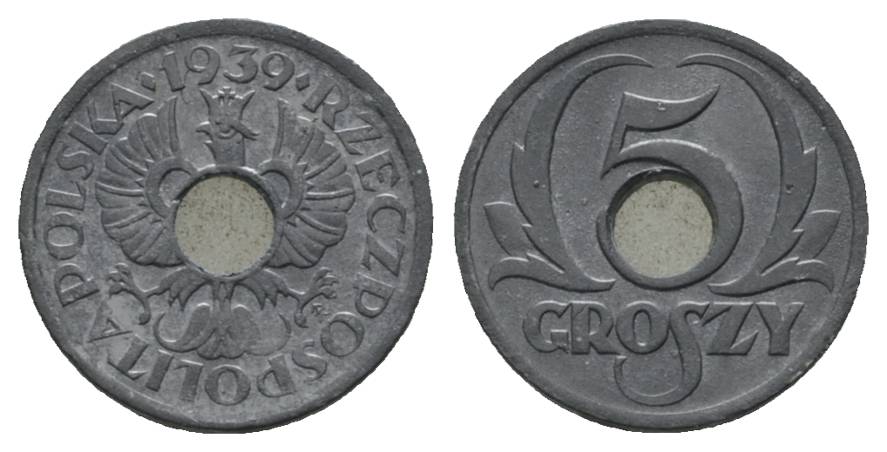  Polen, geplantes Königreich; 5 Groszy 1939   