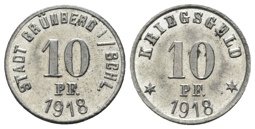  Grünberg, Kriegsgeld, 10 Pfennig 1918   