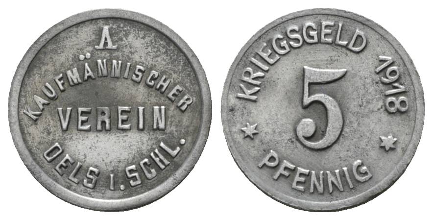  Oels, Kriegsgeld, 5 Pfennig 1918   