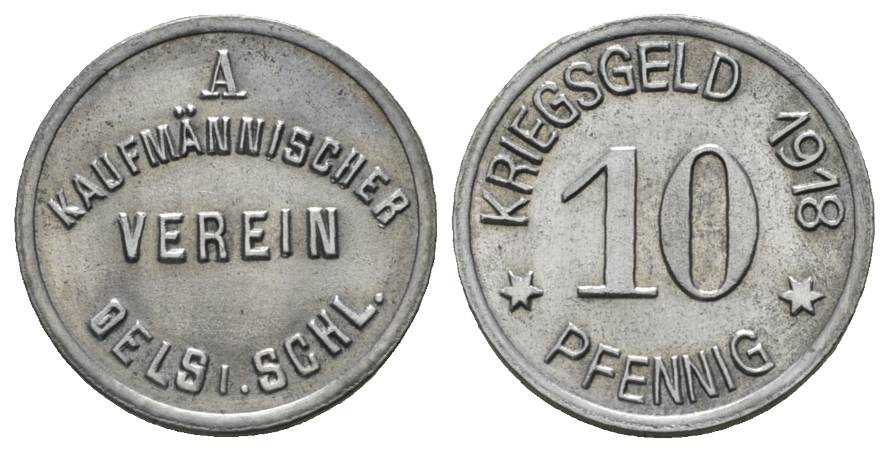  Oels, Kriegsgeld, 10 Pfennig 1918   