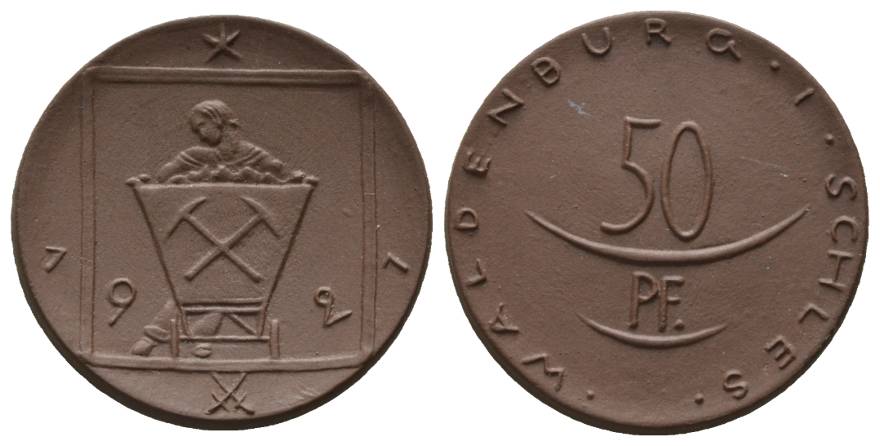  Waldenburg, Notgeld, 50 Pfennig 1921, in Meißen geprägt   
