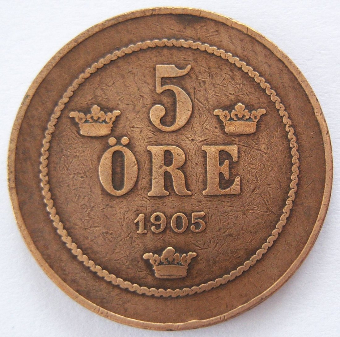  Schweden 5 Öre 1905 Bronze   
