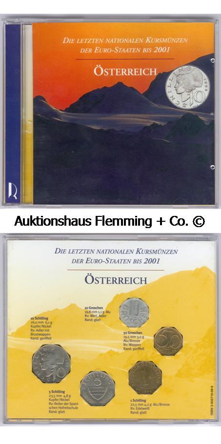 Österreich Kursmünzensatz 2001 in CD-Hülle von Reppa, ss-vz