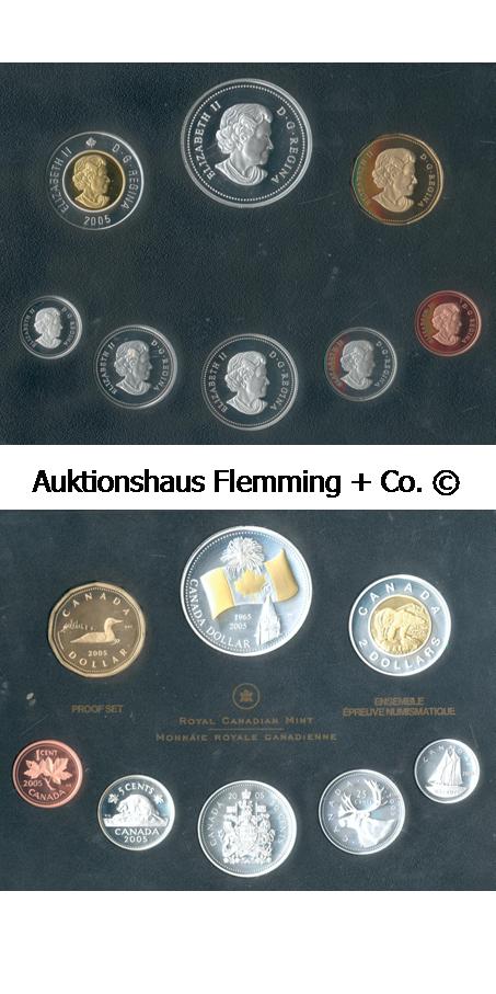 Canada Orig. Kursmünzensatz 2005, weinroter Einband stark beschädigt, PP-