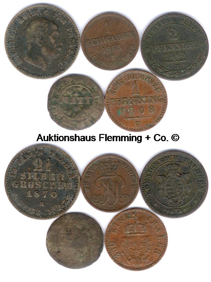Lot mit 5 Altdeutschen Kleinmünzen