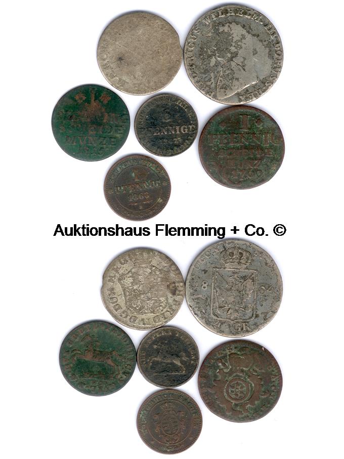 Lot mit 6 Altdeutschen Kleinmünzen