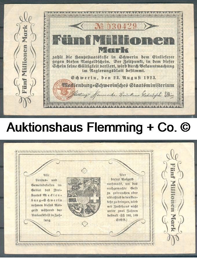 Meckl.-Schwerin 5 Millionen Mark 22. Aug. 1923 II-
