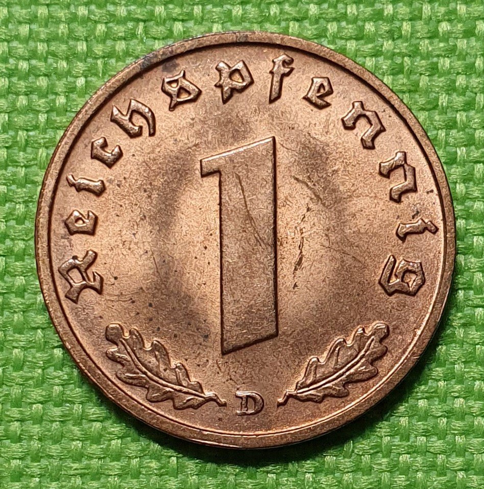 Drittes Reich: 1 Reichspfennig 1938 D Deutsches Reich vorzügliche Münze Original