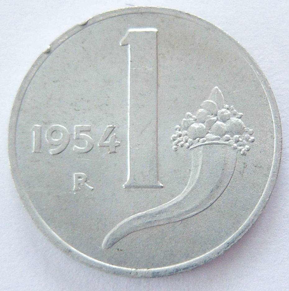  Italien 1 Lira 1954 Alu   