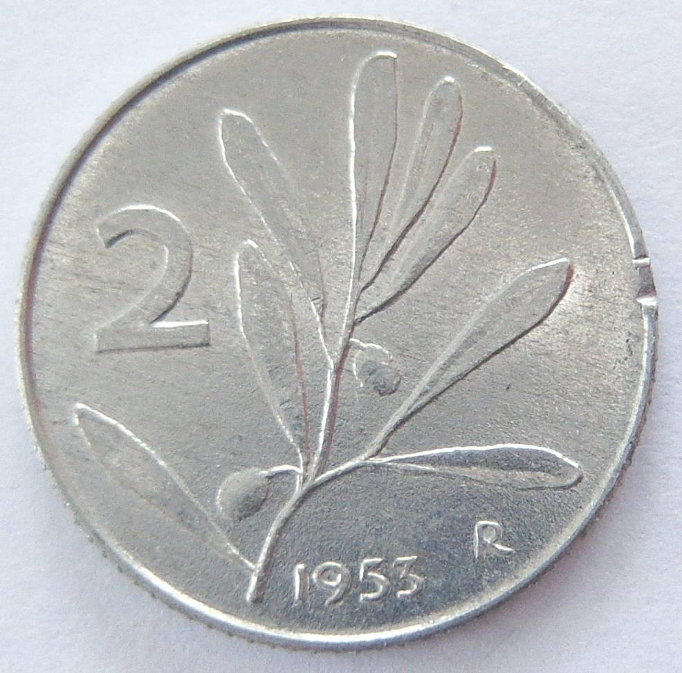  Italien 2 Lire 1953 Alu   