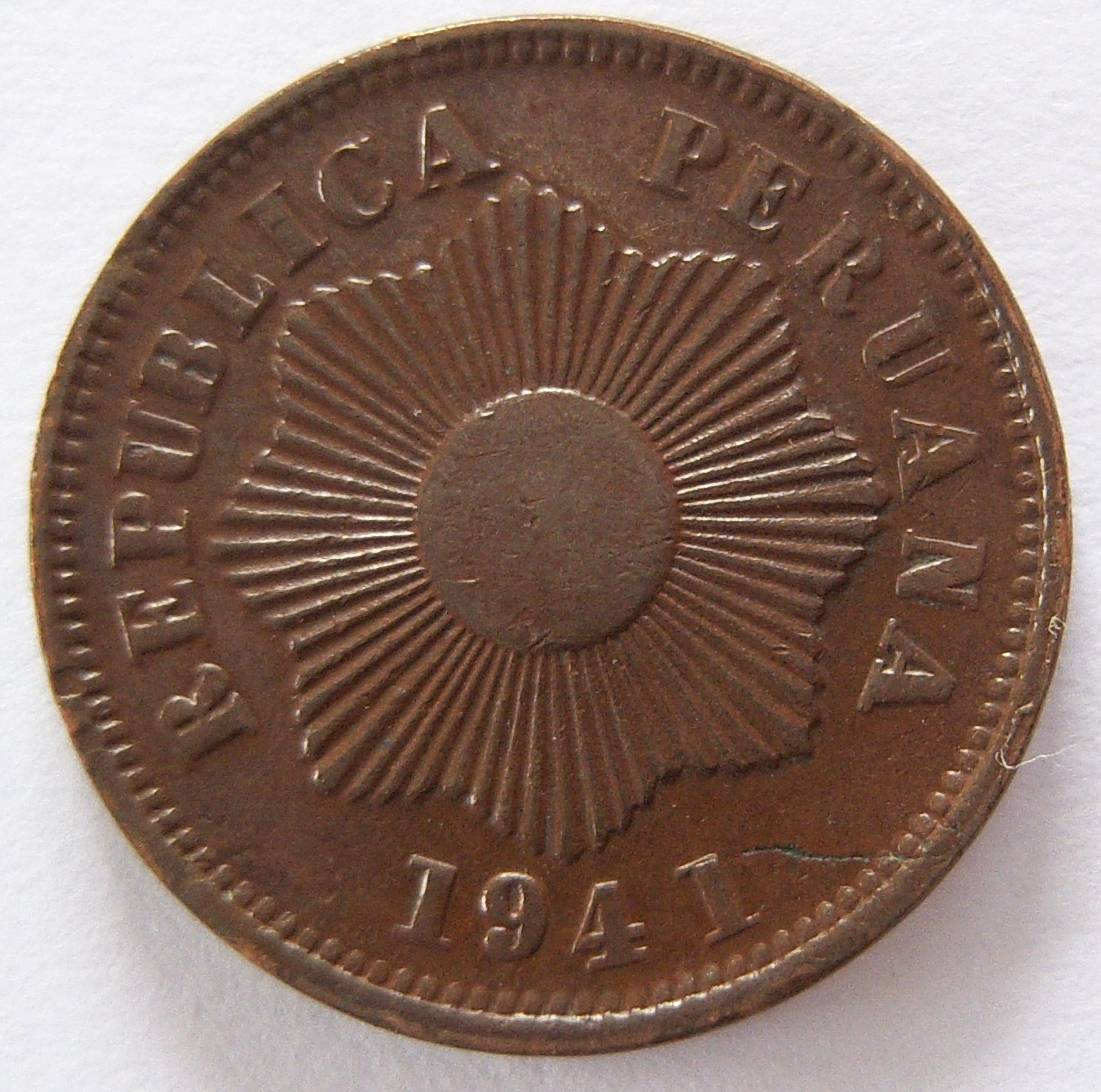  Peru Un 1 Centavo 1941   