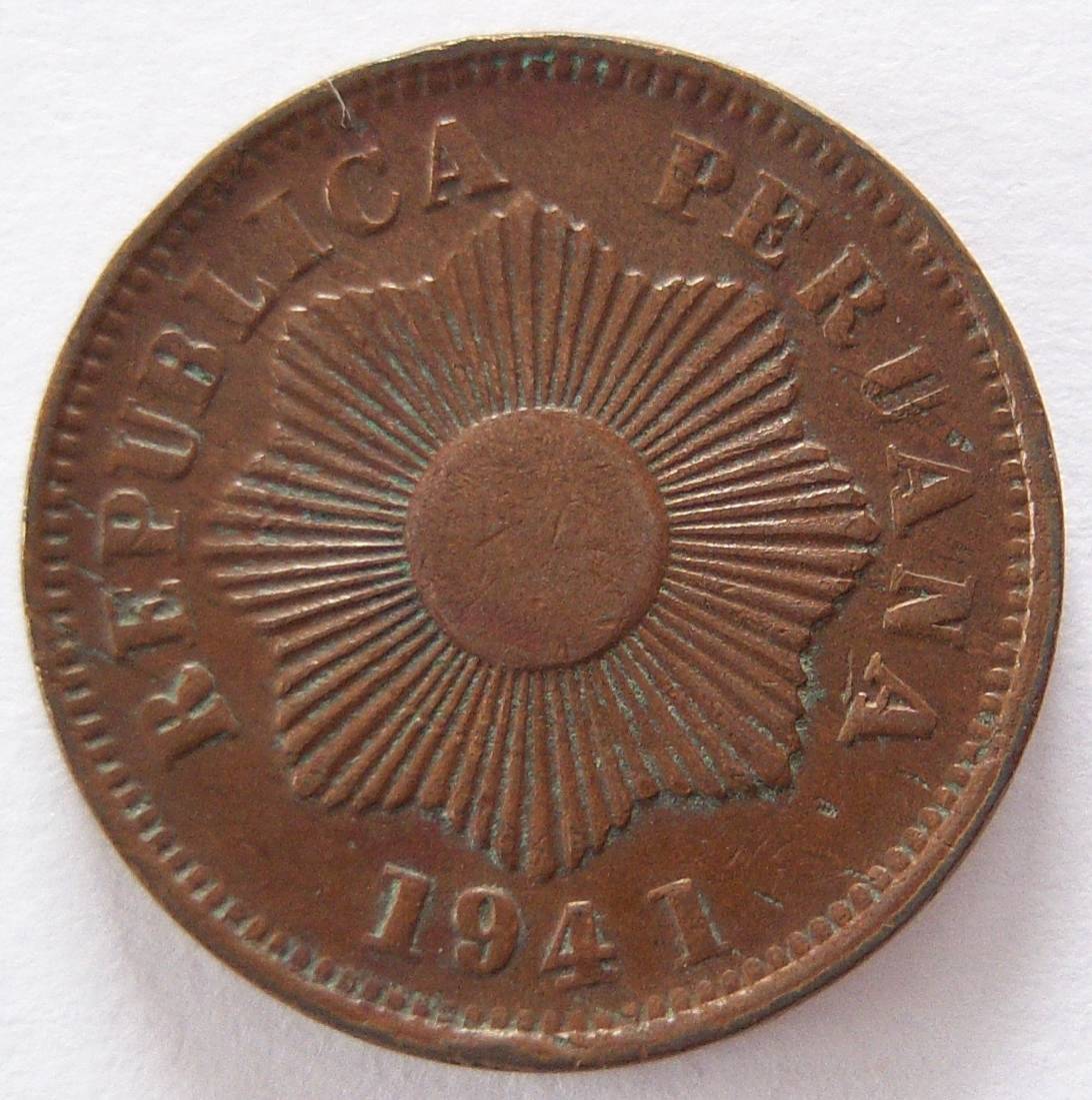  Peru Un 1 Centavo 1941   