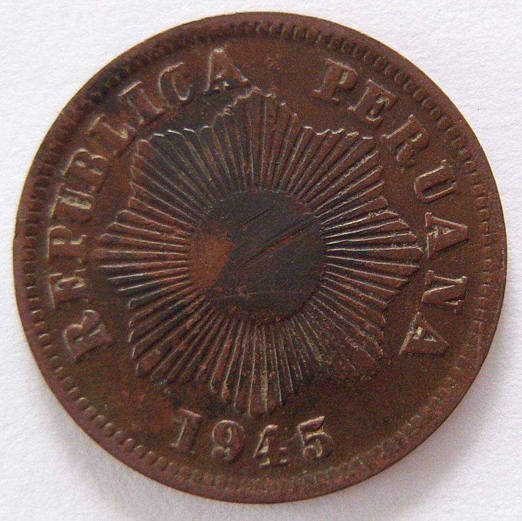  Peru Un 1 Centavo 1945   