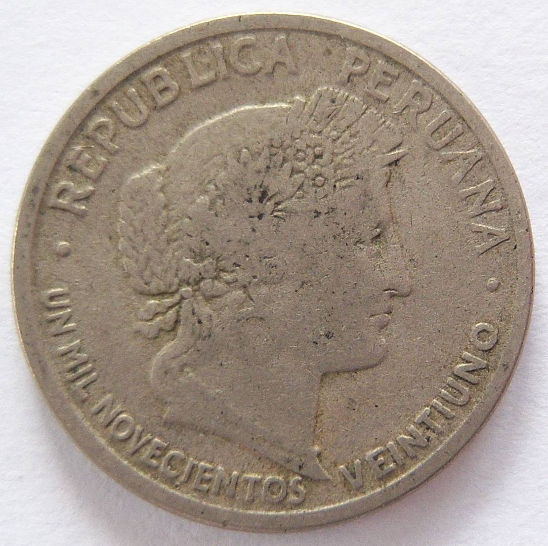  Peru 10 Centavos 1921   