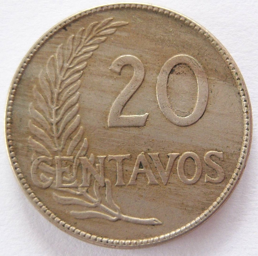  Peru 20 Centavos 1919   