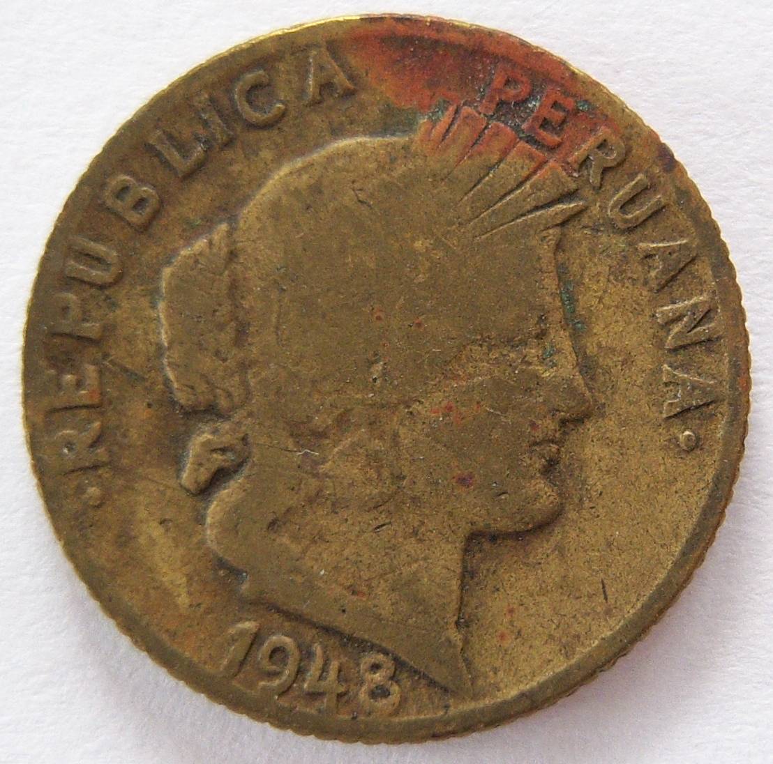 Peru 10 Centavos 1948   