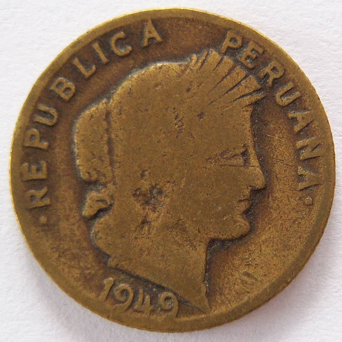  Peru 10 Centavos 1949   