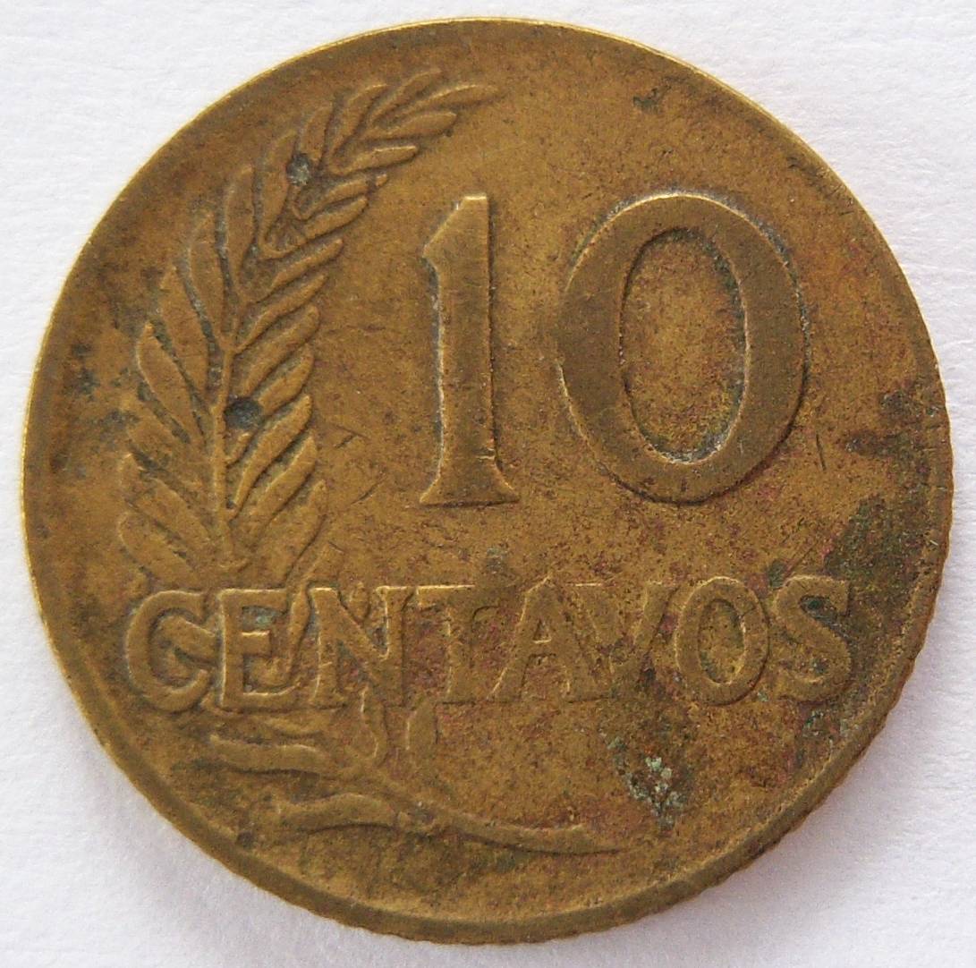  Peru 10 Centavos 1958   