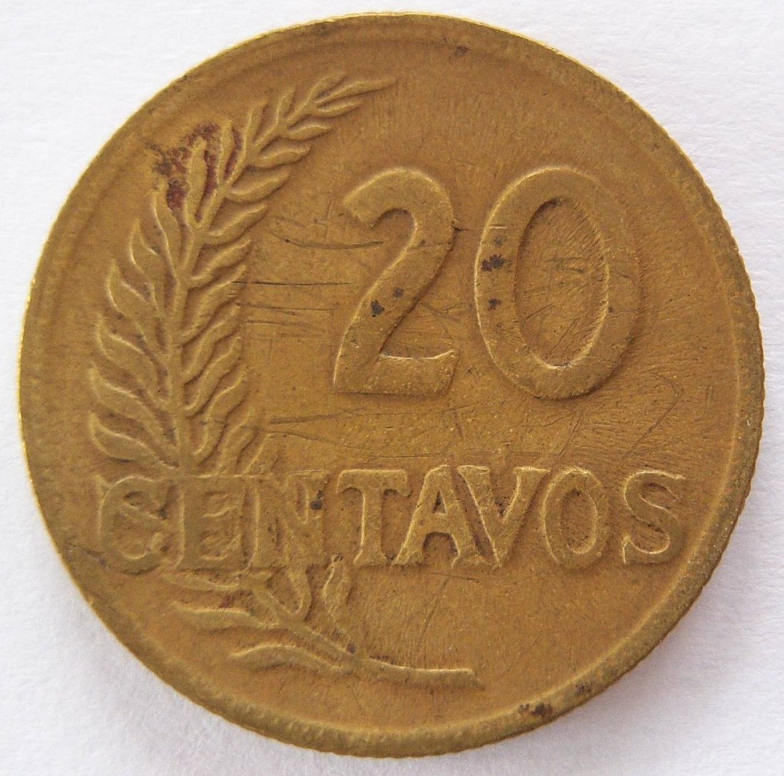 Peru 20 Centavos 1944   