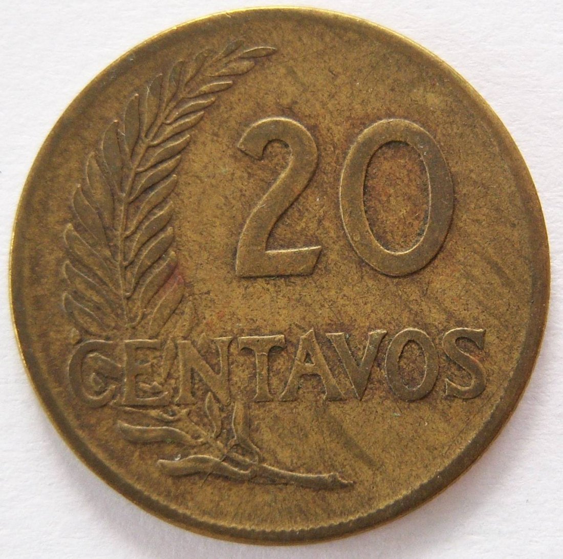  Peru 20 Centavos 1963   