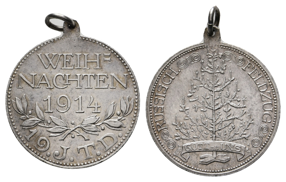  Medaille - Weihnachten 1914; versilbert, tragbar; 10,02 g, Ø 27,1 mm   