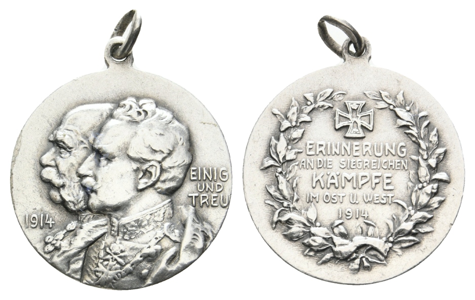  Medaille 1914; versilbert, tragbar; 7,38 g, Ø 25,25 mm   