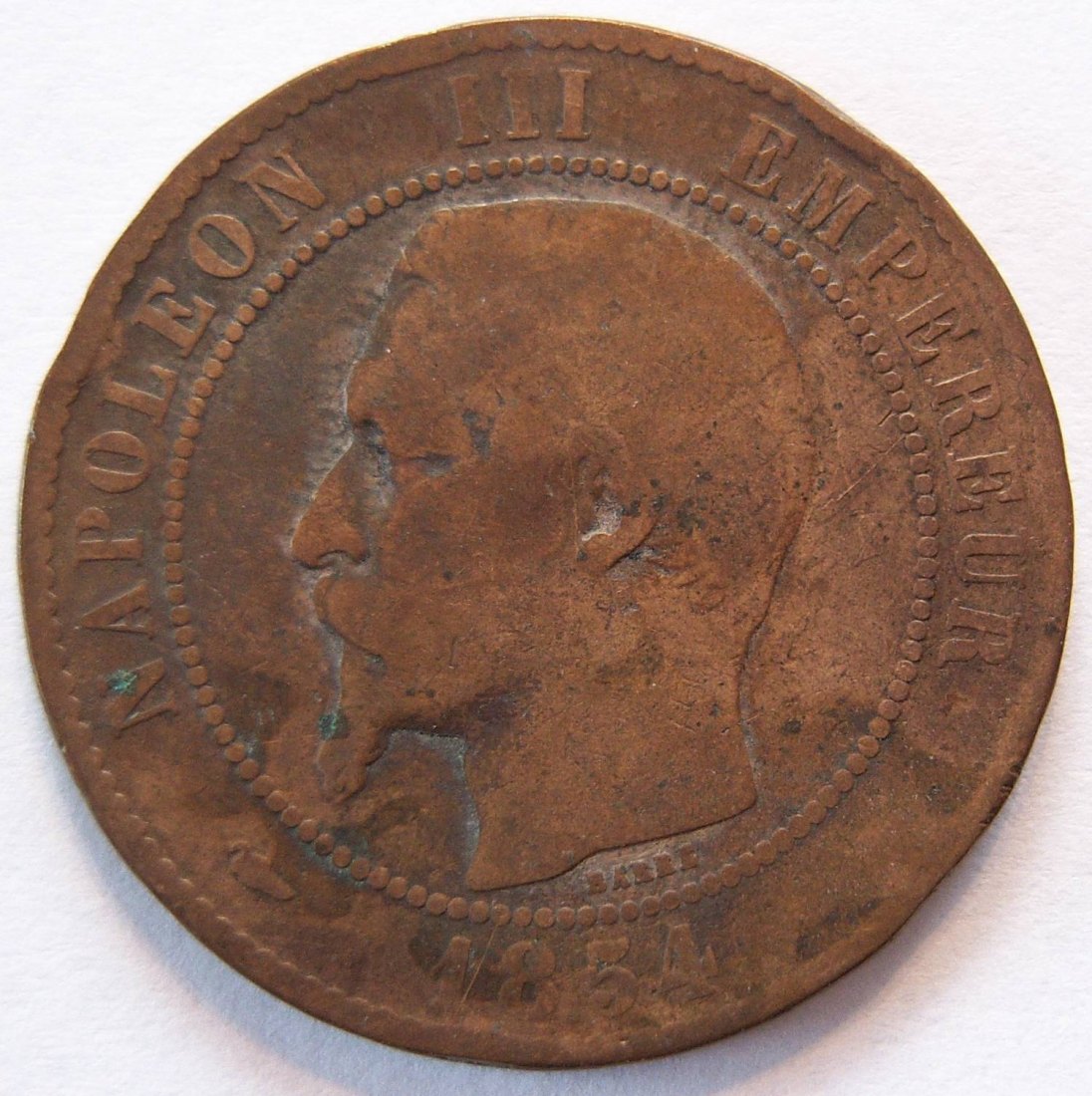  Frankreich Dix 10 Centimes 1854 BB   