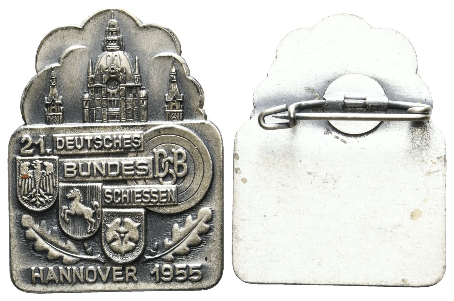  Medaille 1955; versilbert; 12,92 g, 40,2 x 30,8 mm   