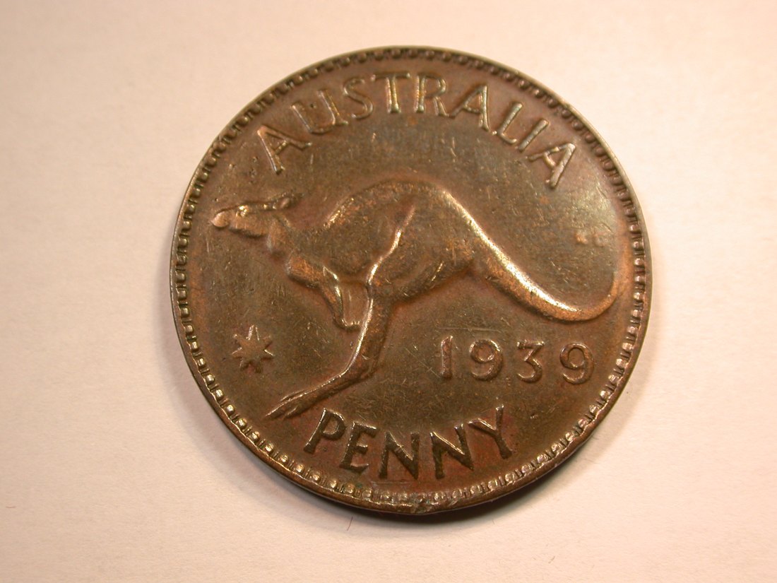  D14  Australien  1 Penny 1939 in s-ss  Originalbilder   