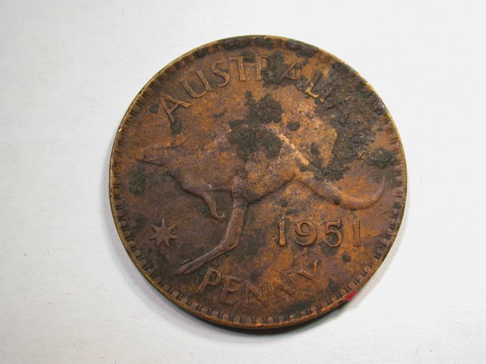 D14 Australien 1 Penny 1951 Belegstück Originalbilder