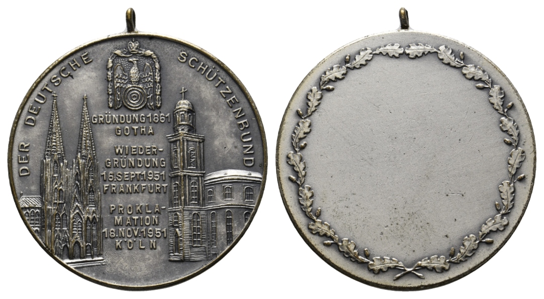  Köln, Medaille 1951; versilbert, tragbar; 24,96 g, Ø 38,4 mm   
