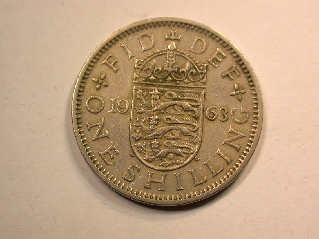 D14 Grossbritannien 1 Schilling 1963 in ss/ss+ Originalbilder