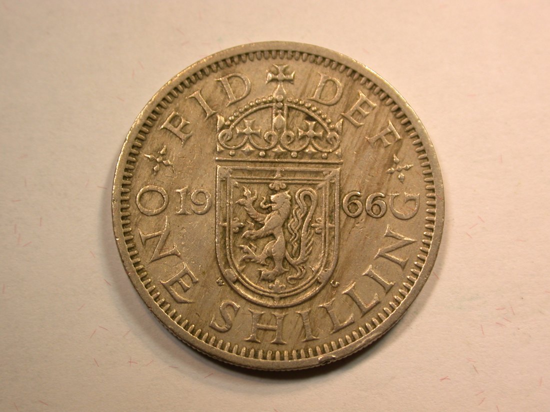 D14 Grossbritannien 1 Schilling 1966 in ss Originalbilder