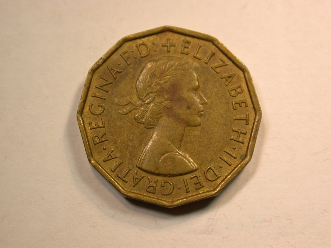  D14  Grossbritannien  3 Pence 1957 in ss-vz/vz  Originalbilder   