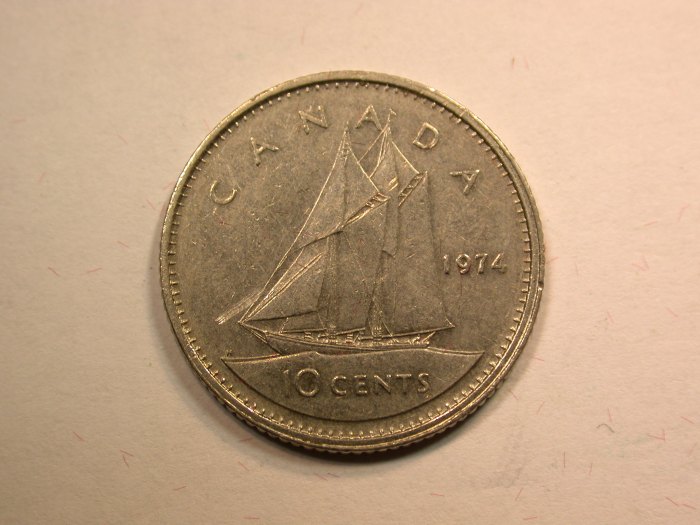 D14 Kanada 10 Cent 1974 in f.vz Originalbilder