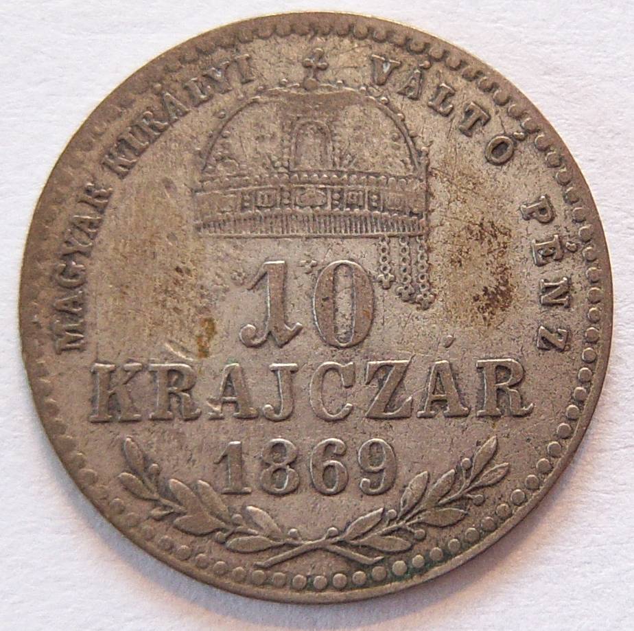  Ungarn 10 Krajczar 1869 KB Silber   