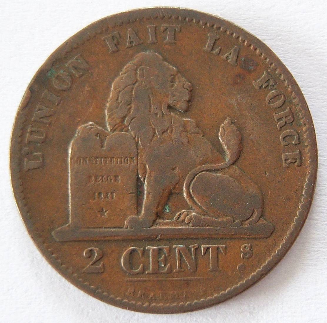  Belgien 2 Centimes 1871   