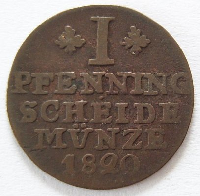  Braunschweig Wolfenbüttel 1 Pfennig 1820 FR   