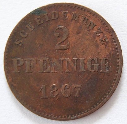  Sachsen Meiningen 2 Pfennig 1867   